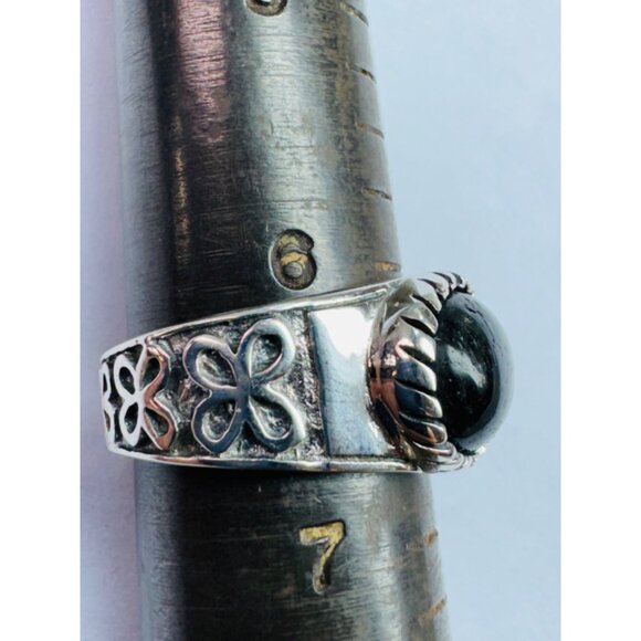 Sterling Silver 925 Oval Cabochon Black Rutile Quartz Wide Band Women's Ring 6.5 - Picture 12 of 13